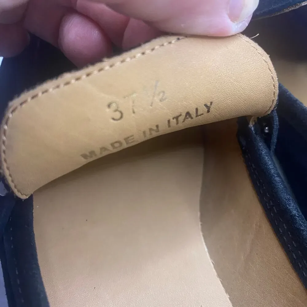 M. Gemi Sonia Loafer Black Suede Tassel Round Toe Shoe Sz 37.5 US Sz 7-7.5